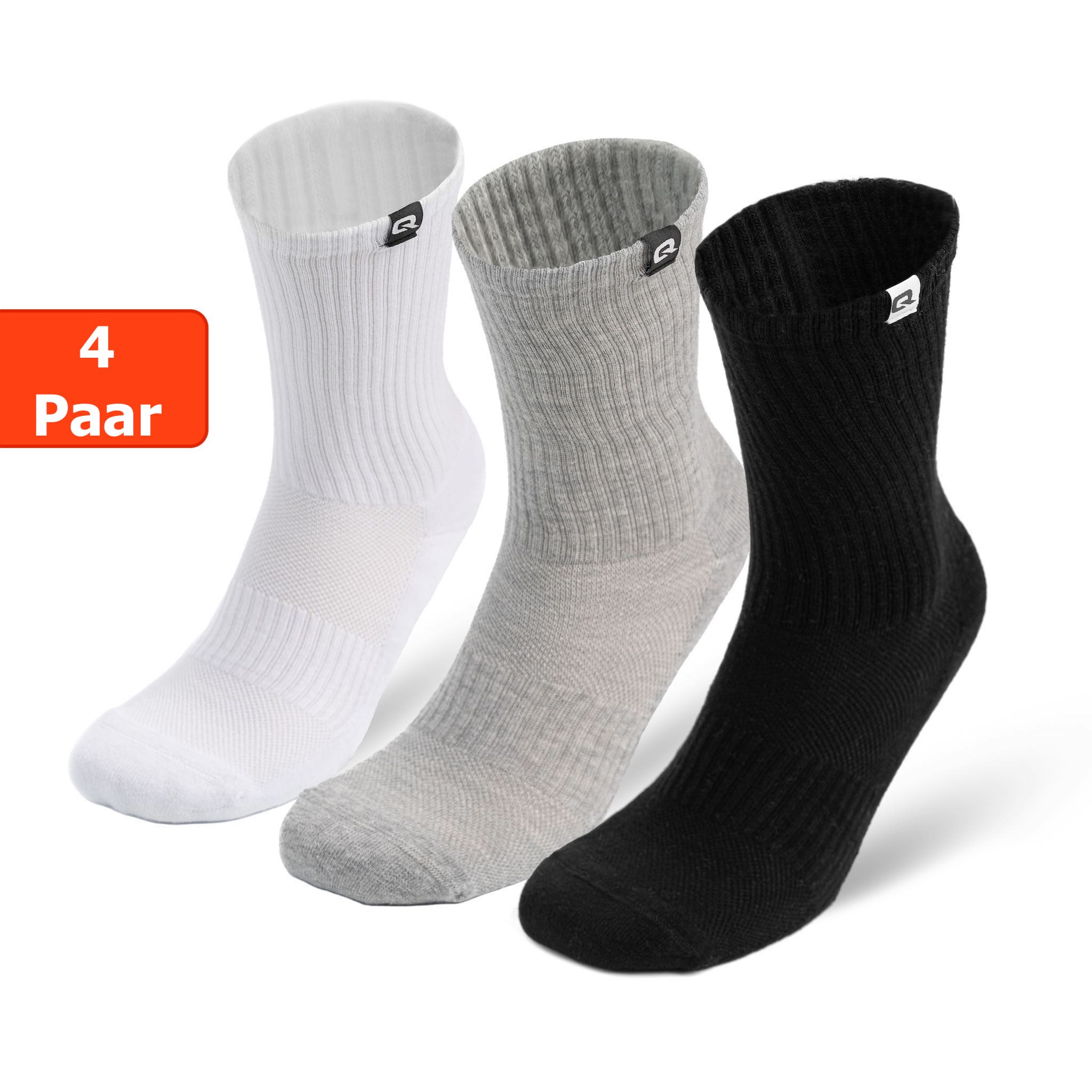 QSOCKS tennis socks 4 pairs made of high-quality cotton for men and women